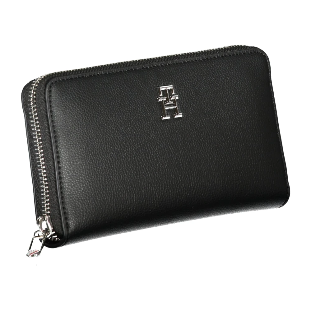 Tommy Hilfiger Damesportemonnee Zwart 5 Compartimenten Rits Sluiting Black Dames