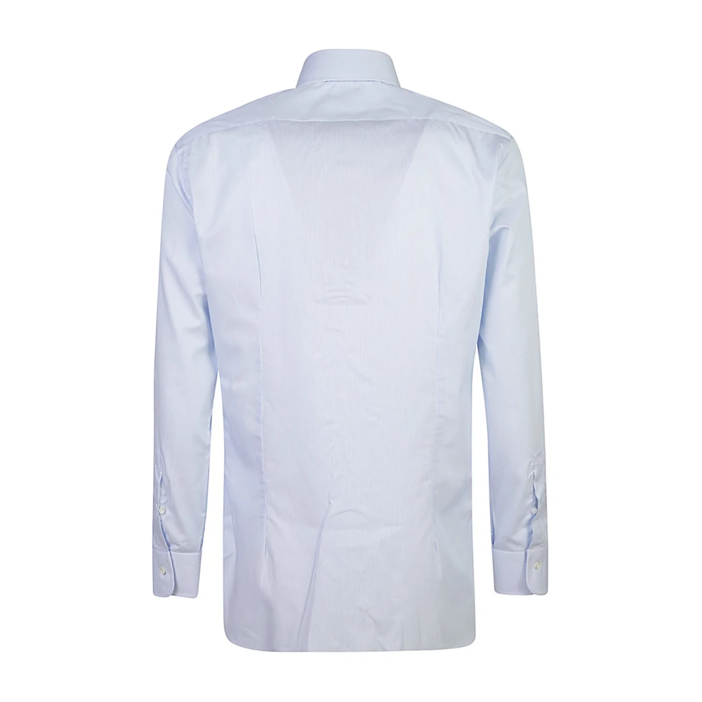 Barba Heldere Blauwe Katoenen Overhemd Lange Mouw Blue Heren