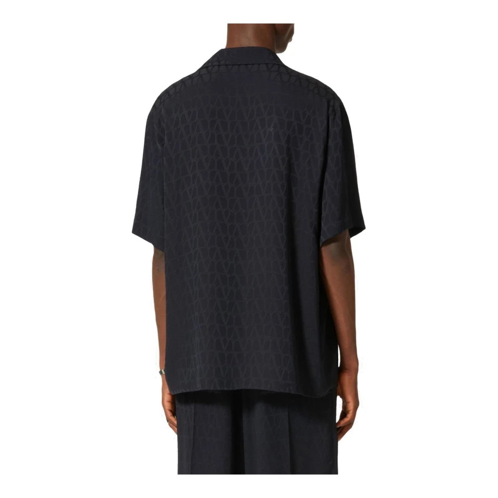 Valentino Iconographe Zijden Overhemd Heren Korte Mouw Black Heren