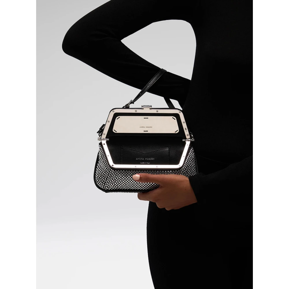 Amina Muaddi Zwarte schoudertas met stijl C9B352142 Black Dames