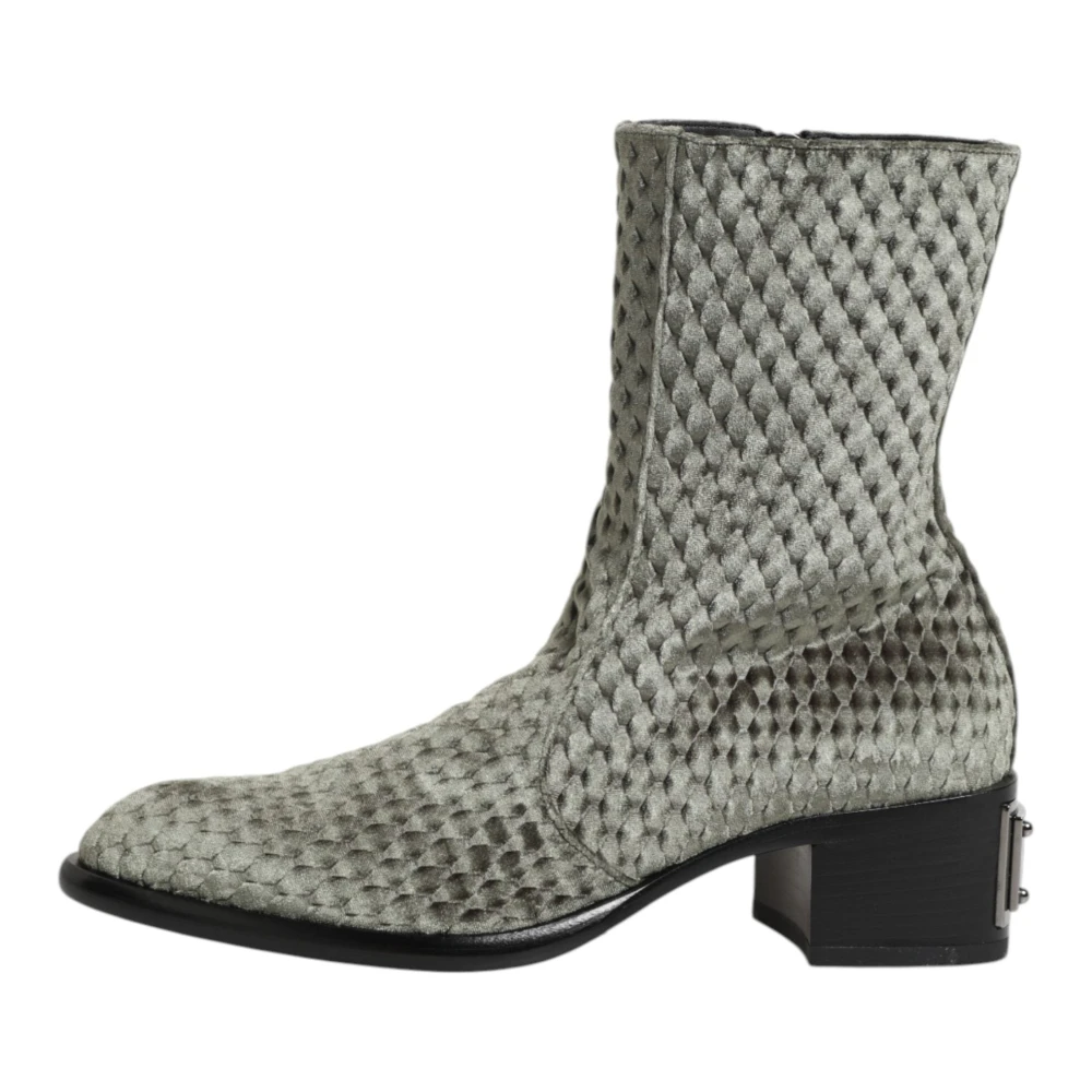 Dolce & Gabbana Uomo Grigio Stivali Al Polpaccio