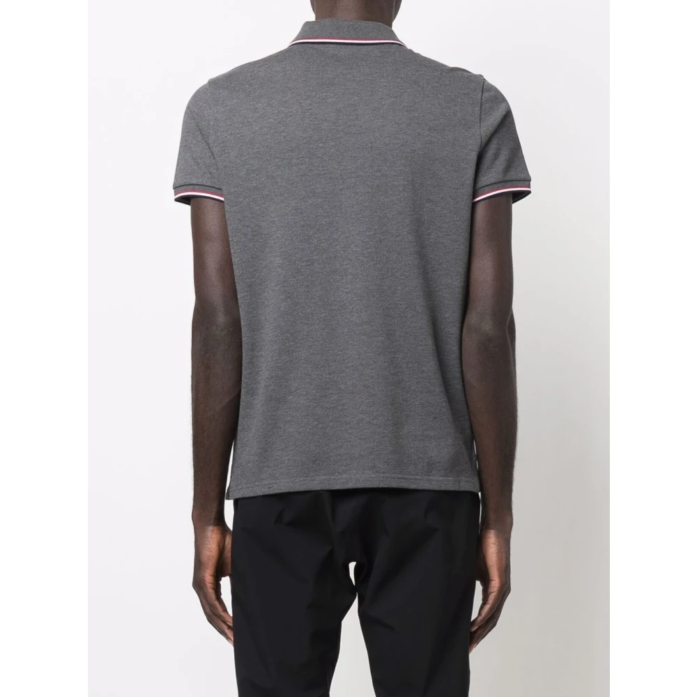 Moncler Grijze Logo Patch Polo T-shirt Gray Heren