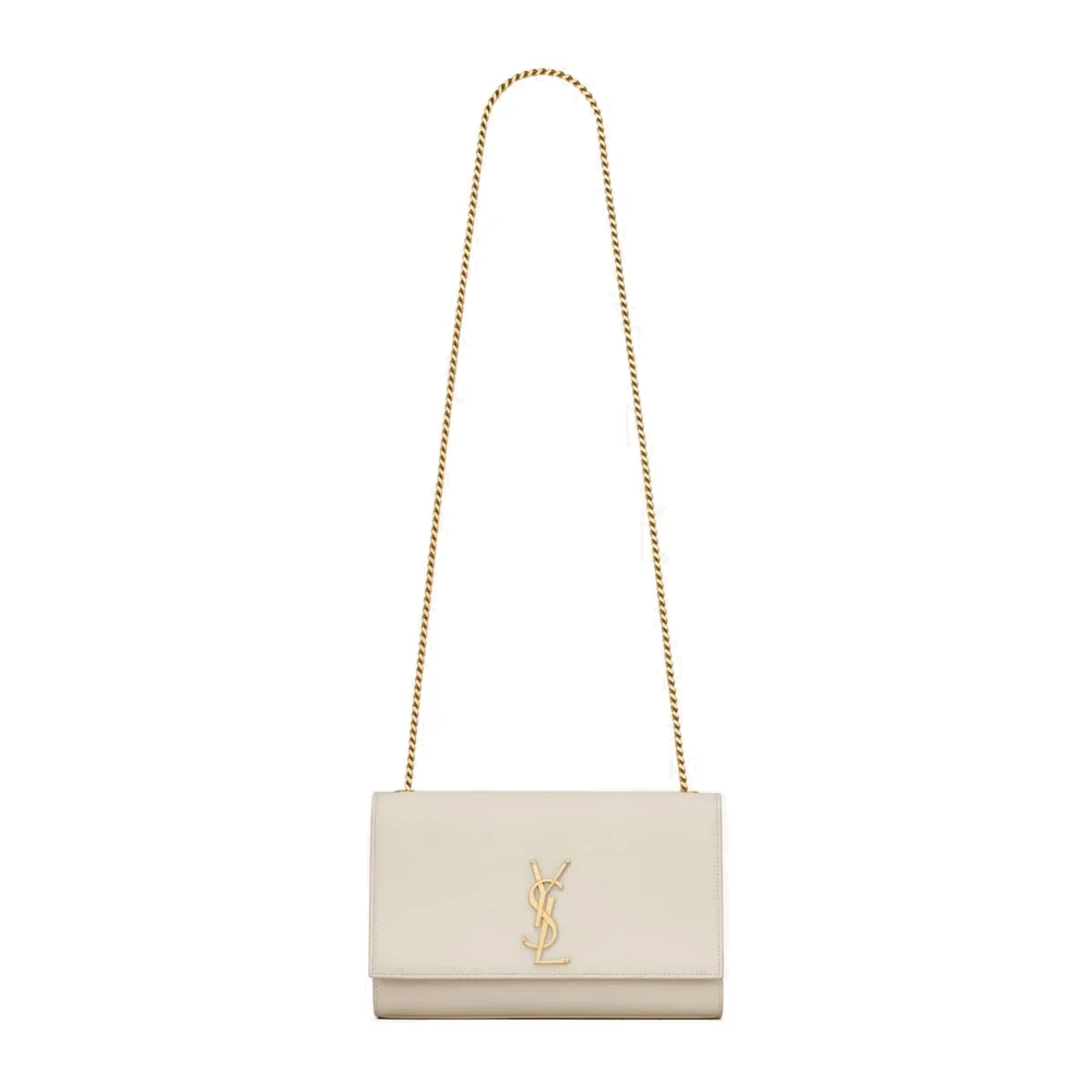 Saint Laurent Medium axelväska med YSL-monogram Beige, Dam