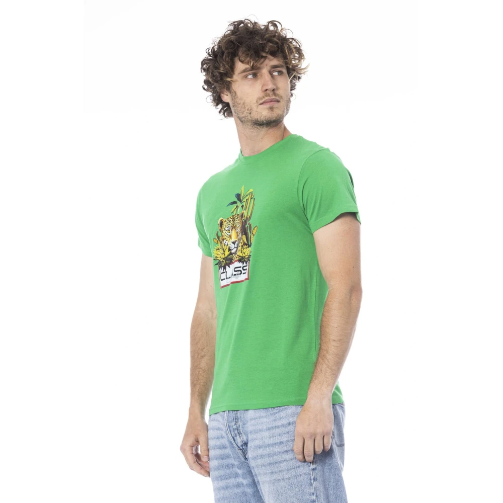 Cavalli Class Effen T-shirt met Logoprint Green Heren
