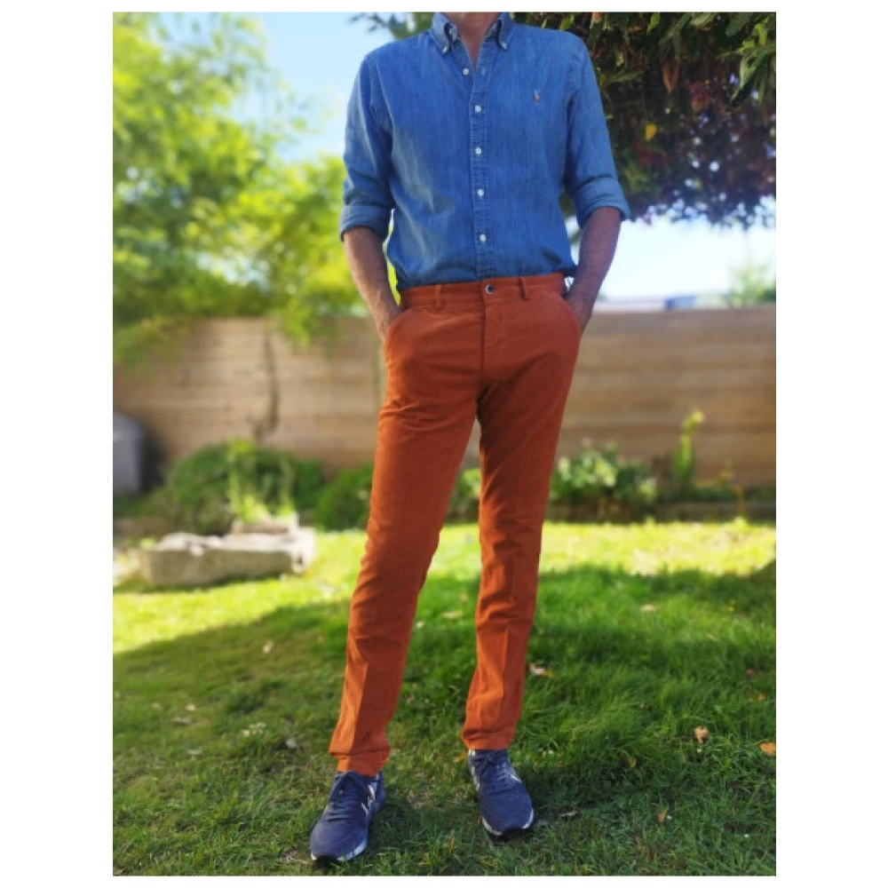 Mason's Slim Fit Fluweel Katoenen Chino Broek Brown Heren