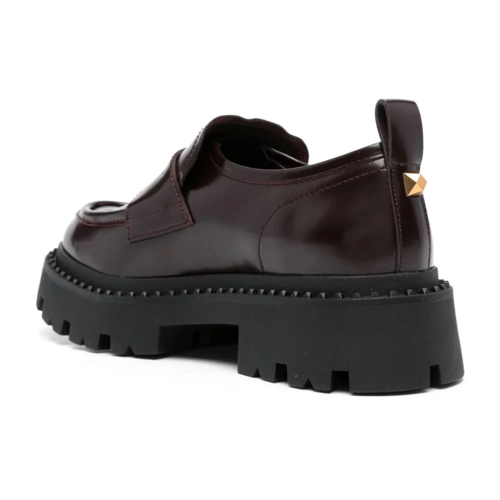 Ash Bordeaux Genial Stud Leren Loafers Brown Dames