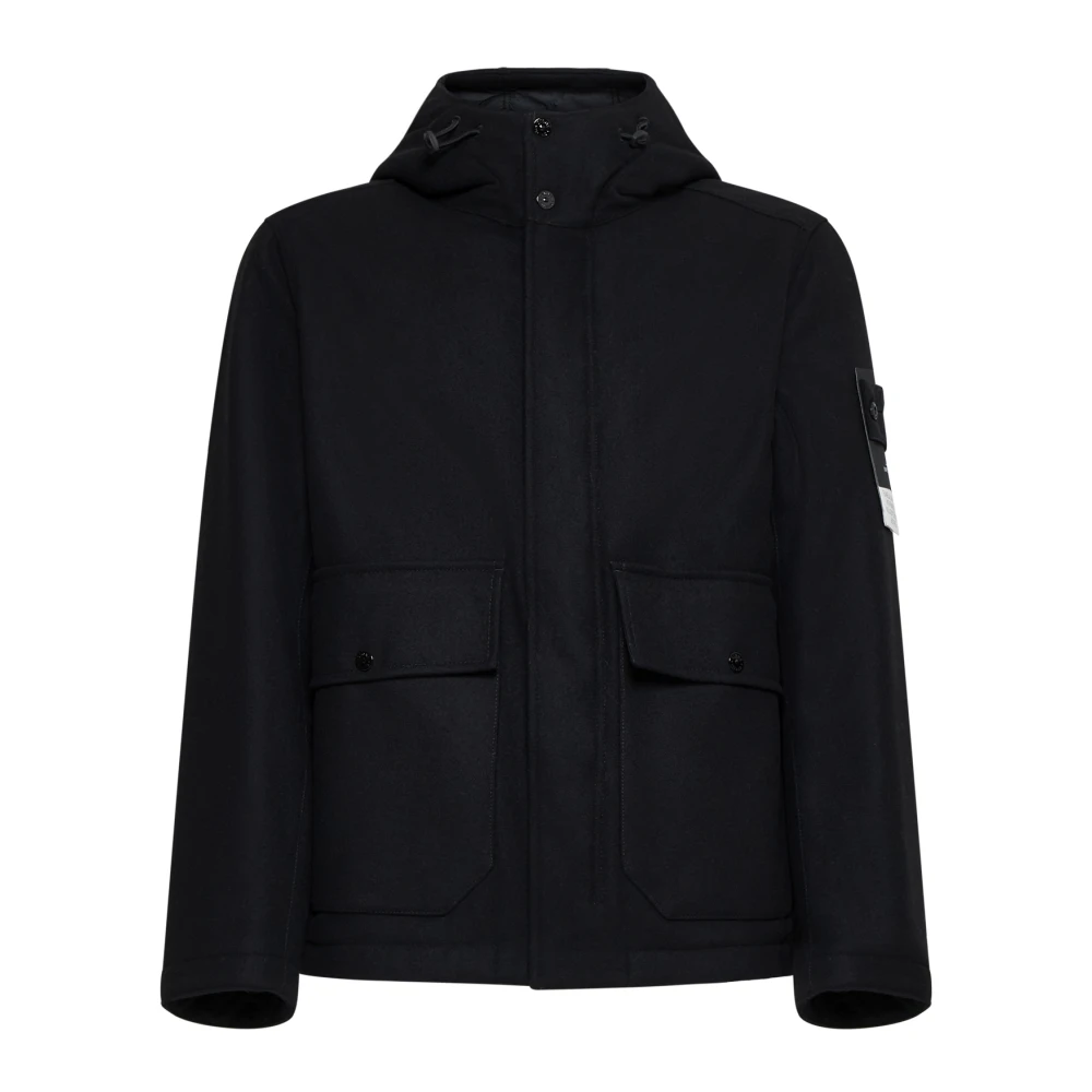 Stone Island Zwarte Jassen voor Mannen Black Heren