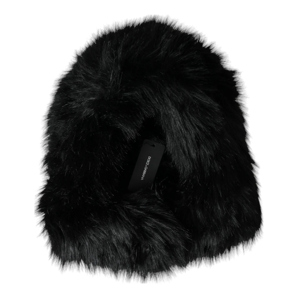 Dolce & Gabbana Zwarte Nepbont Wrap Hoed Black Dames