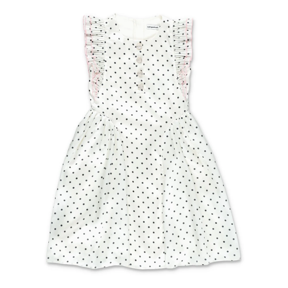 Self Portrait Girls White Dresses, 8 Y, Polka Dot Frill Dress