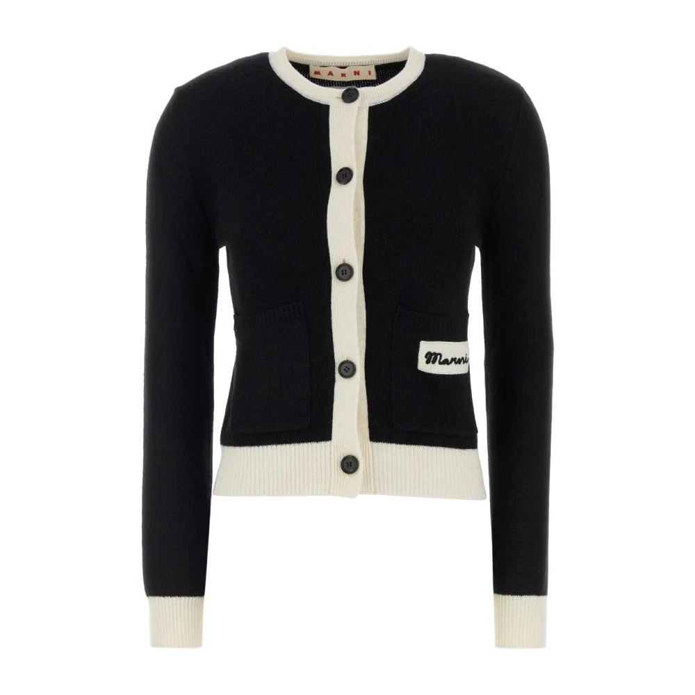 Marni Women's Black Logo Patch Cardigan