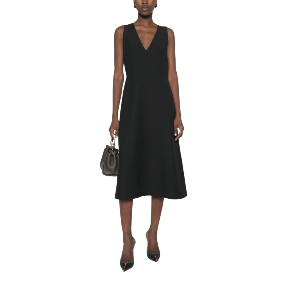 Fendi , Midi Dresses, Female, Black, M, Silk And Wool Dress