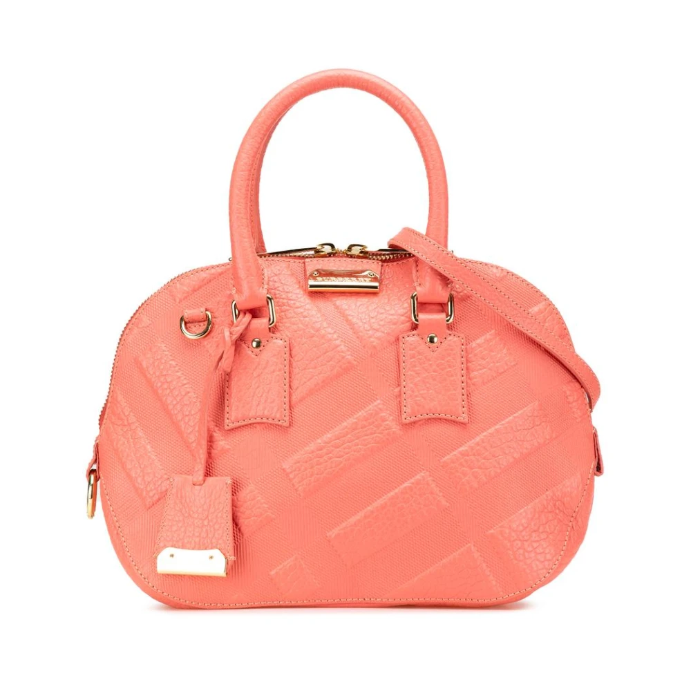Burberry Vintage Women's Pink Pre-Owned Embossed Leather Satchel Handbag