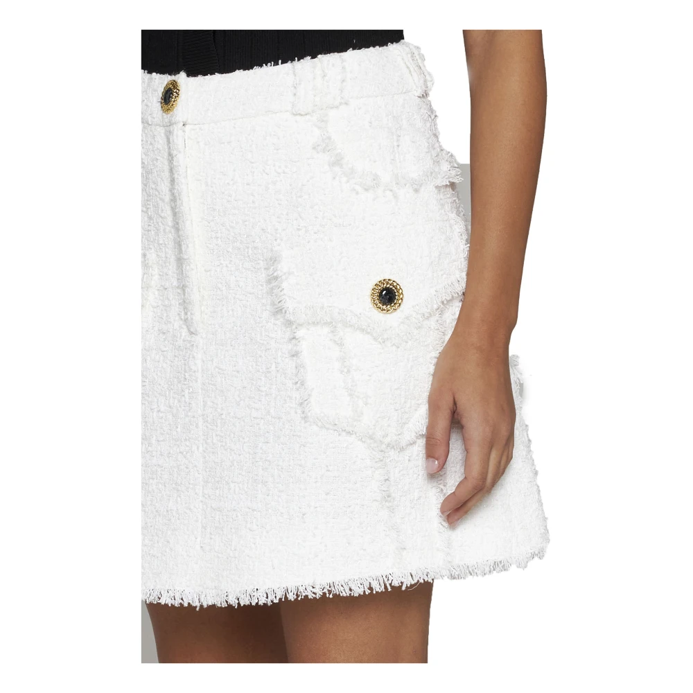 Balmain Tweed A-Lijn Rok Wit White Dames