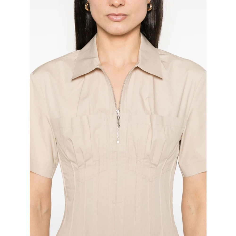 TORY BURCH Korte Mouw Rits Jurk Grijs Gray Dames