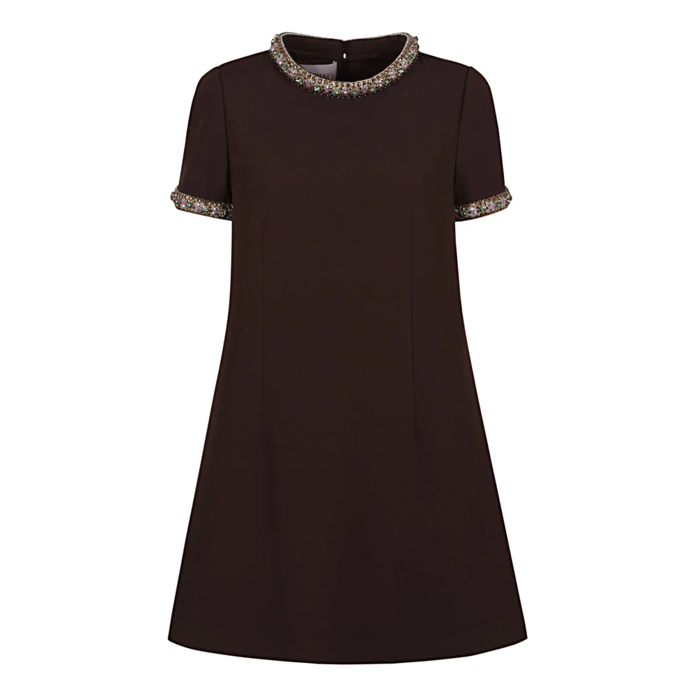 Valentino Garavani Multicolor Geborduurde Jurk Rak Deep Chocolate Brown Dames
