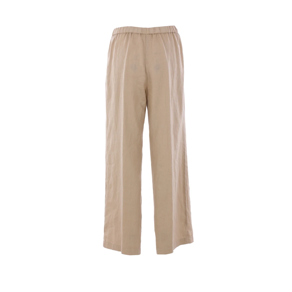 Aspesi Linnen Broek Sand Regular Fit Hem Beige Dames
