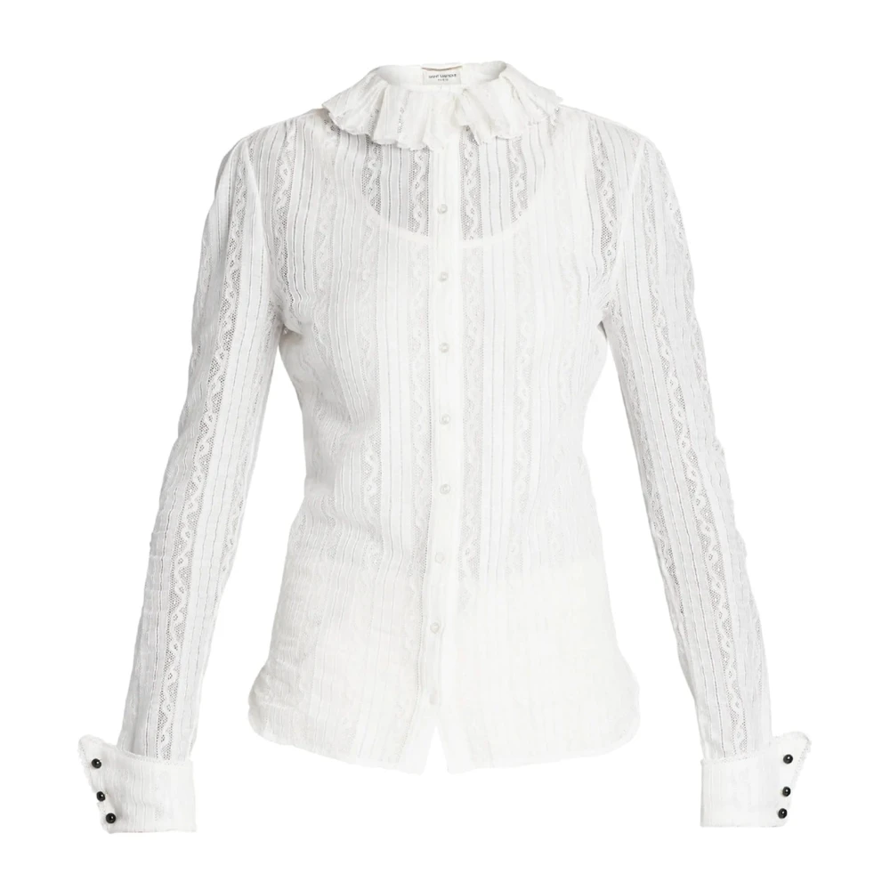 Saint Laurent Geborduurde Blouse Beige Dames