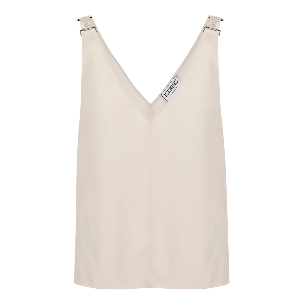 Iceberg Stoffige gekleurde crêpe de chine top met kenmerkende details Beige Dames
