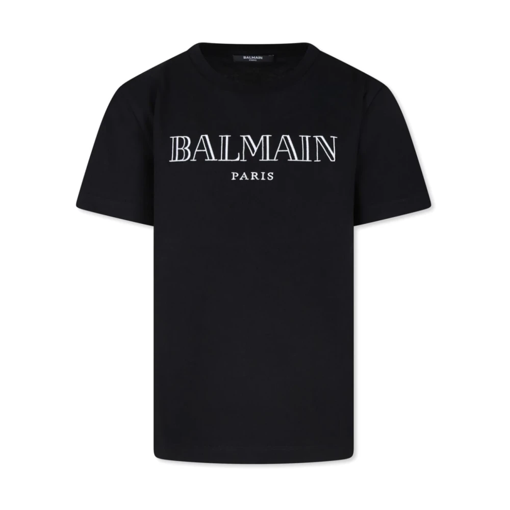 Balmain Broderad Logotyp Crew Neck T-shirt Black, Pojke