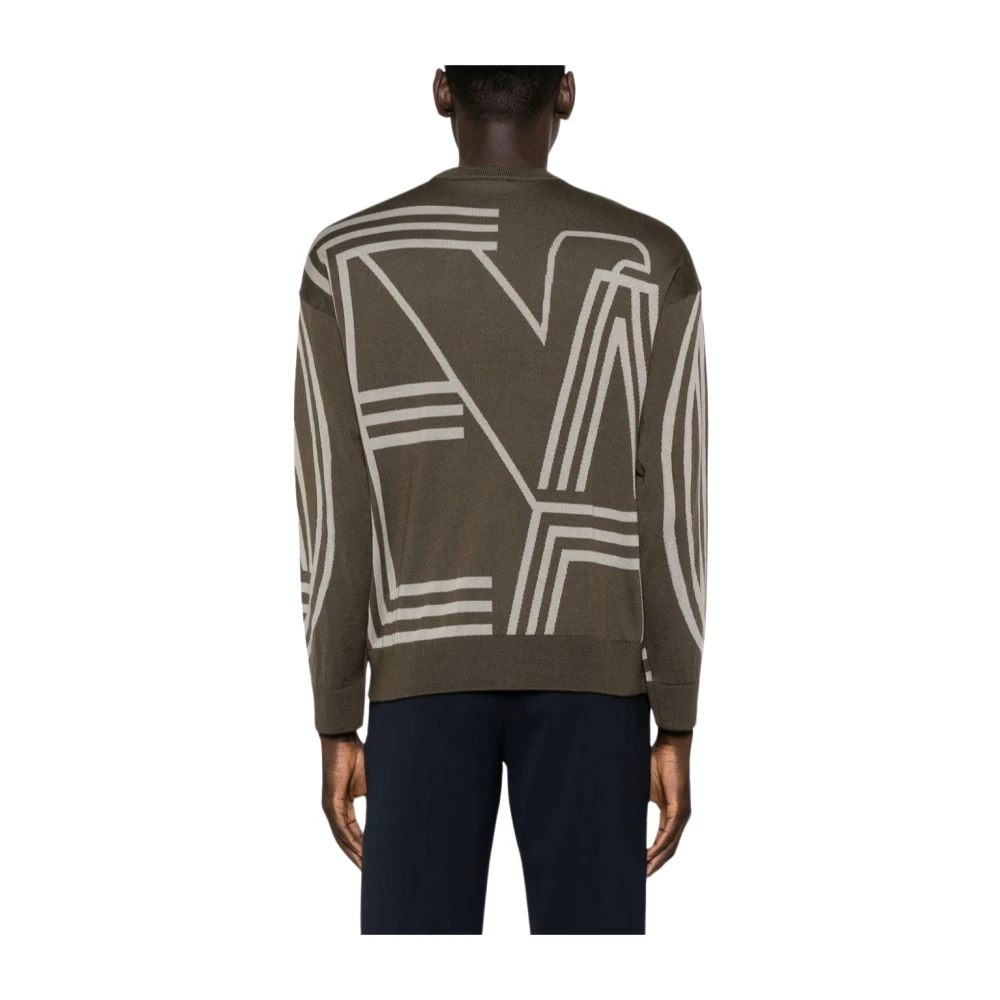 Emporio Armani Logo Pullover met Maxi Design Green Heren