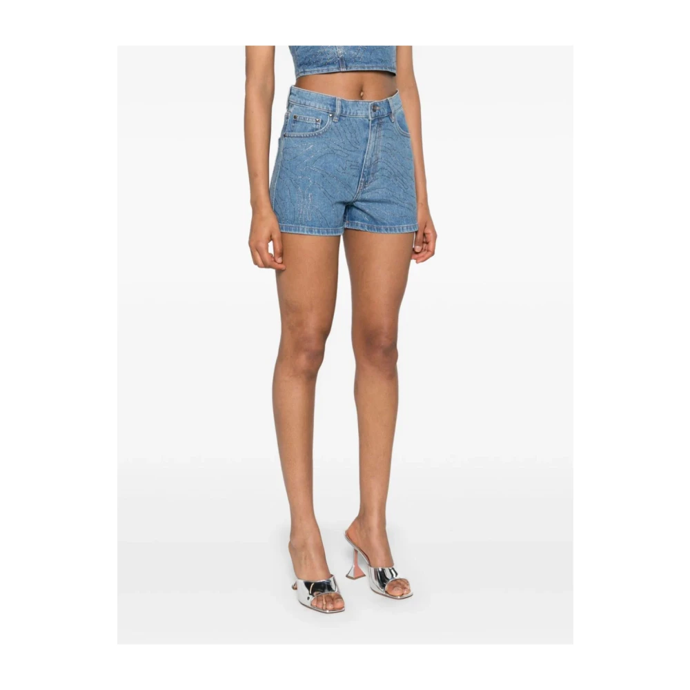 Rotate Birger Christensen Blauwe denim shorts met riemlussen Blue Dames