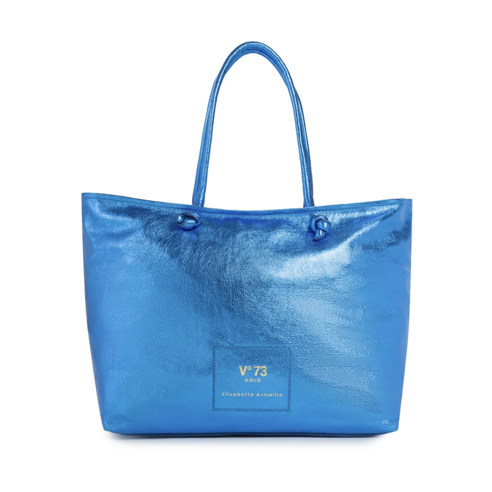 V° 73 Donna Blu Borsa Shopping In Pelle Con Logo - Immagine 3