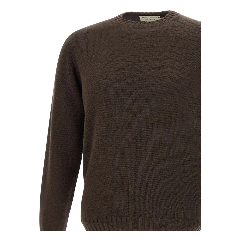 Filippo De Laurentiis Bruine Wol Kasjmier Ronde Hals Sweater Brown Heren