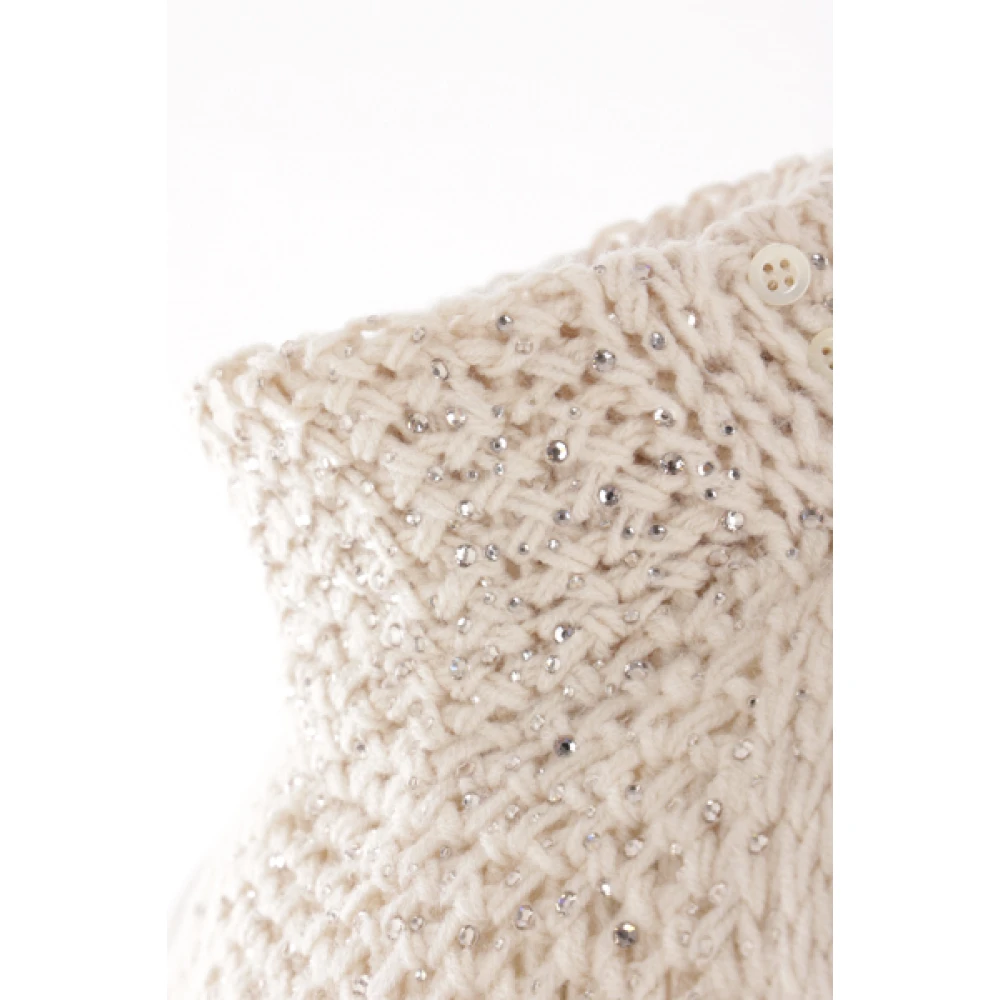 Ermanno Scervino Kristalversierde Naakte Wollen Trui White Dames