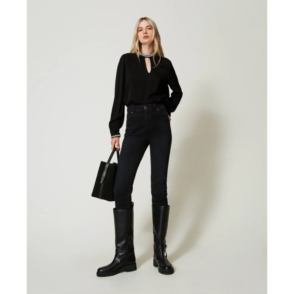 Twinset Zwart Geborduurd Overhemd Black Dames