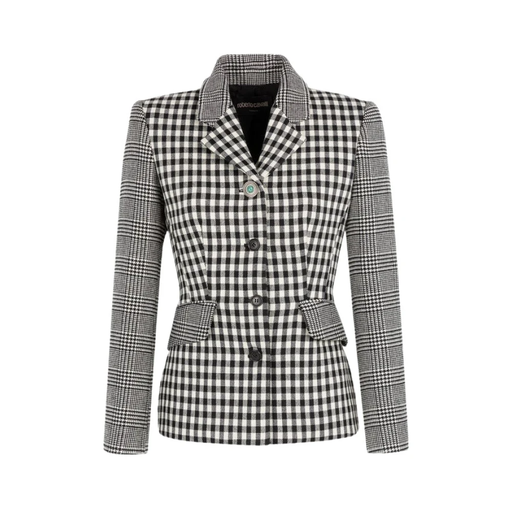 Roberto Cavalli Blazer met Slim Fit en Revers Black Dames