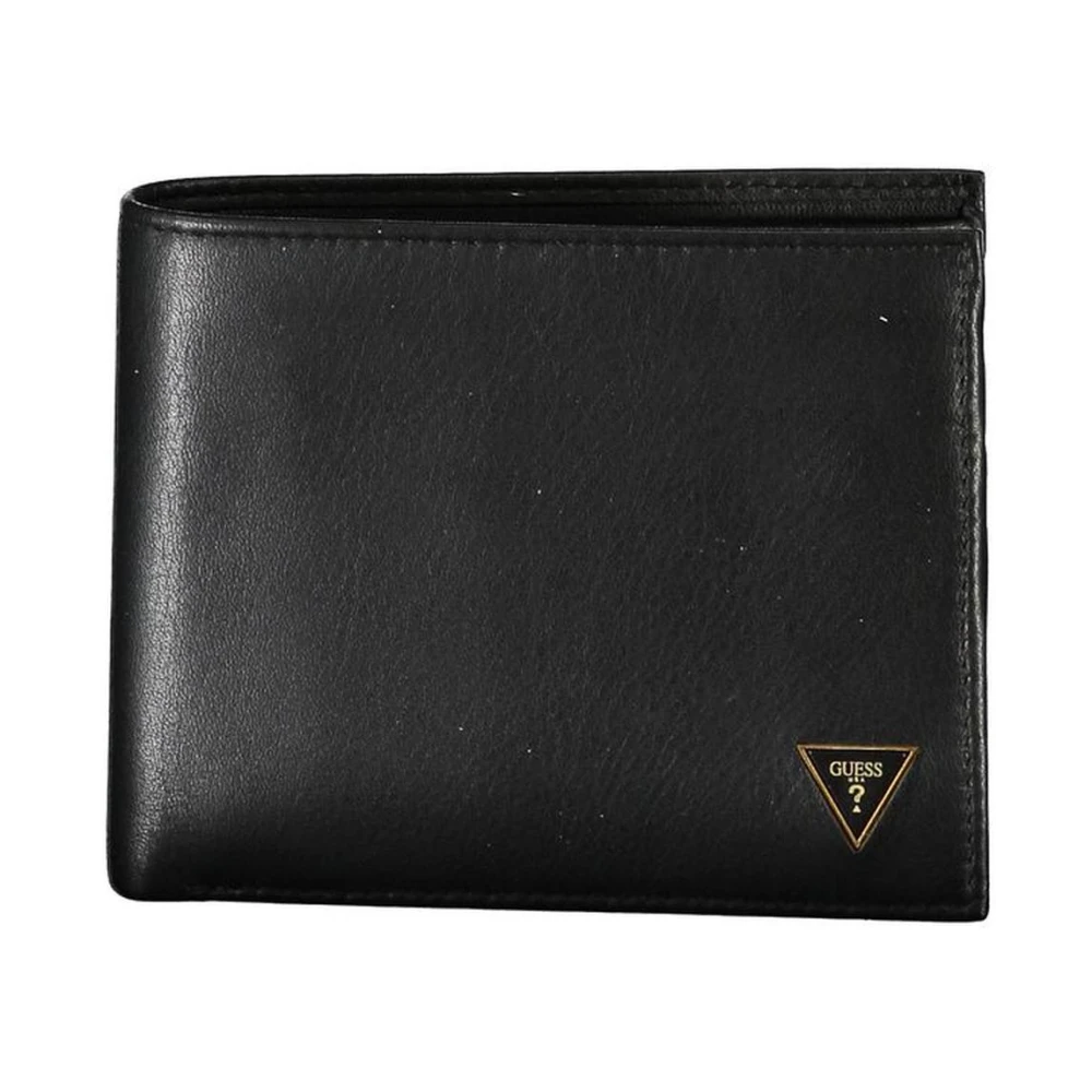 Guess Zwarte leren portemonnee met logodetail Black Heren