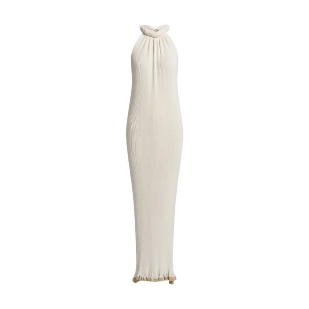 Alberta Ferretti Women's Beige Long Plissé Knit Dress - Maxi Dresses - S - Dresses
