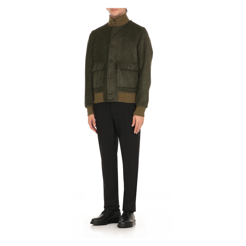Stewart Groene wollen blend jas met hoge kraag Green Heren