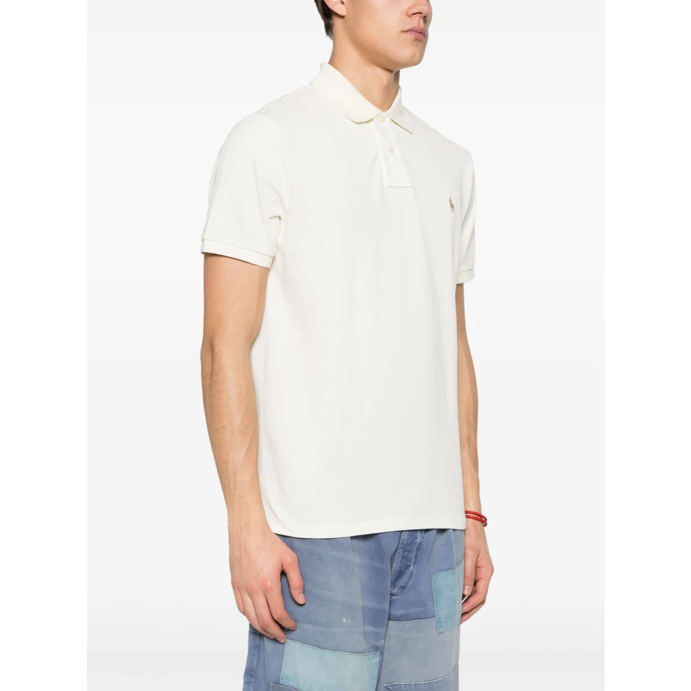 Polo Ralph Lauren Aangepaste Slim Fit Katoen Mesh Polo White Heren