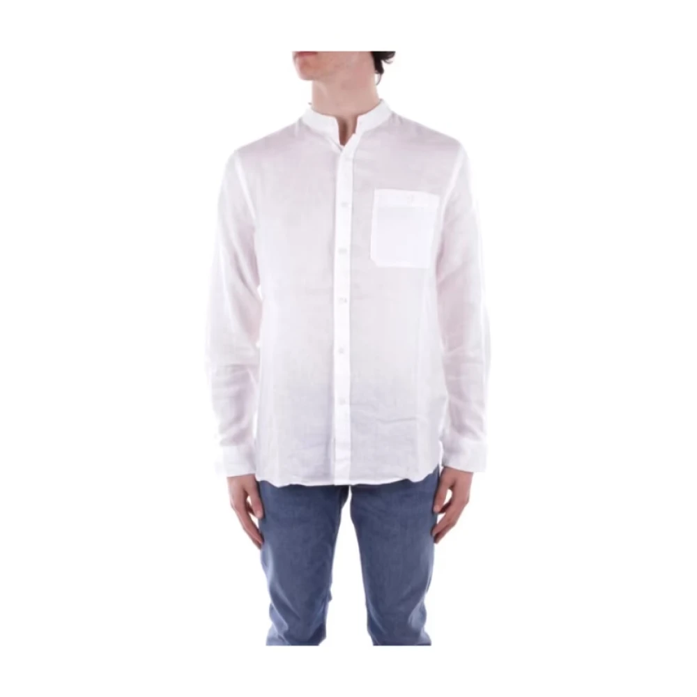 Woolrich Witte Linnen Shirt Coreana Kraag White Heren