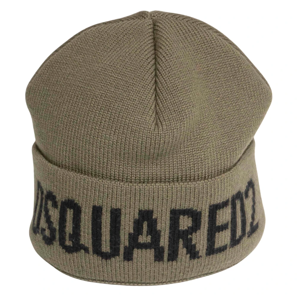 Dsquared2 Men's Green Accessories, One Size, Knit Beanie