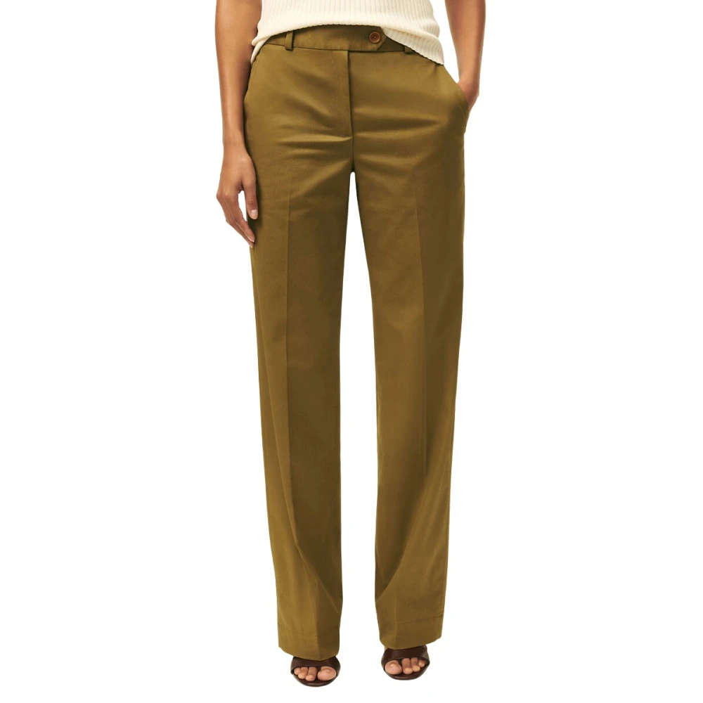 Brooks Brothers Wide-Leg Advantage Chino Broek Green Dames