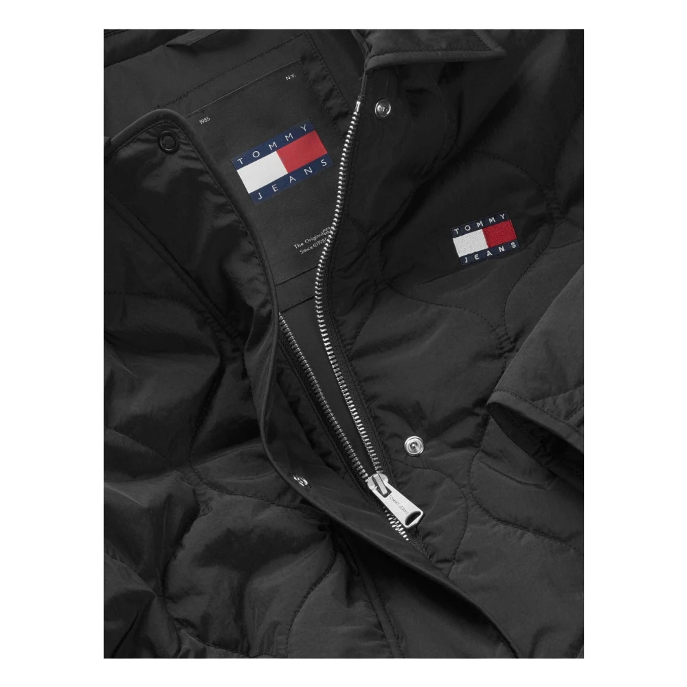 Tommy Hilfiger Gewatteerde Lange Zwarte Jas Ritssluiting Black Dames