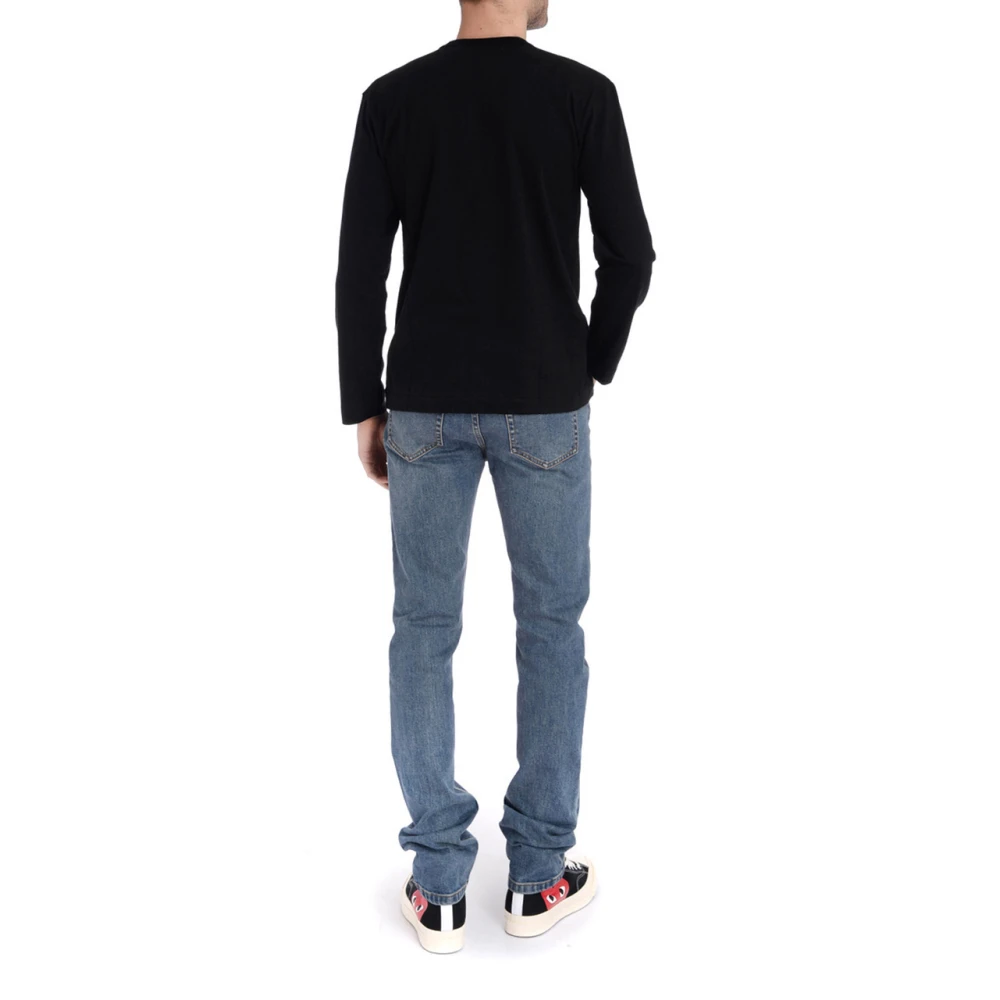 Comme des Garçons Play Lange mouwen T-shirt met rood hart Black Heren
