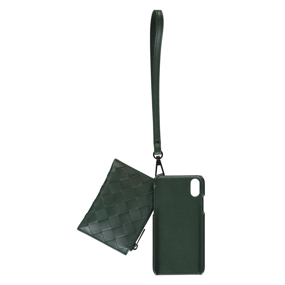 Bottega Veneta Leren iPhone-hoesje met polsband Green Heren