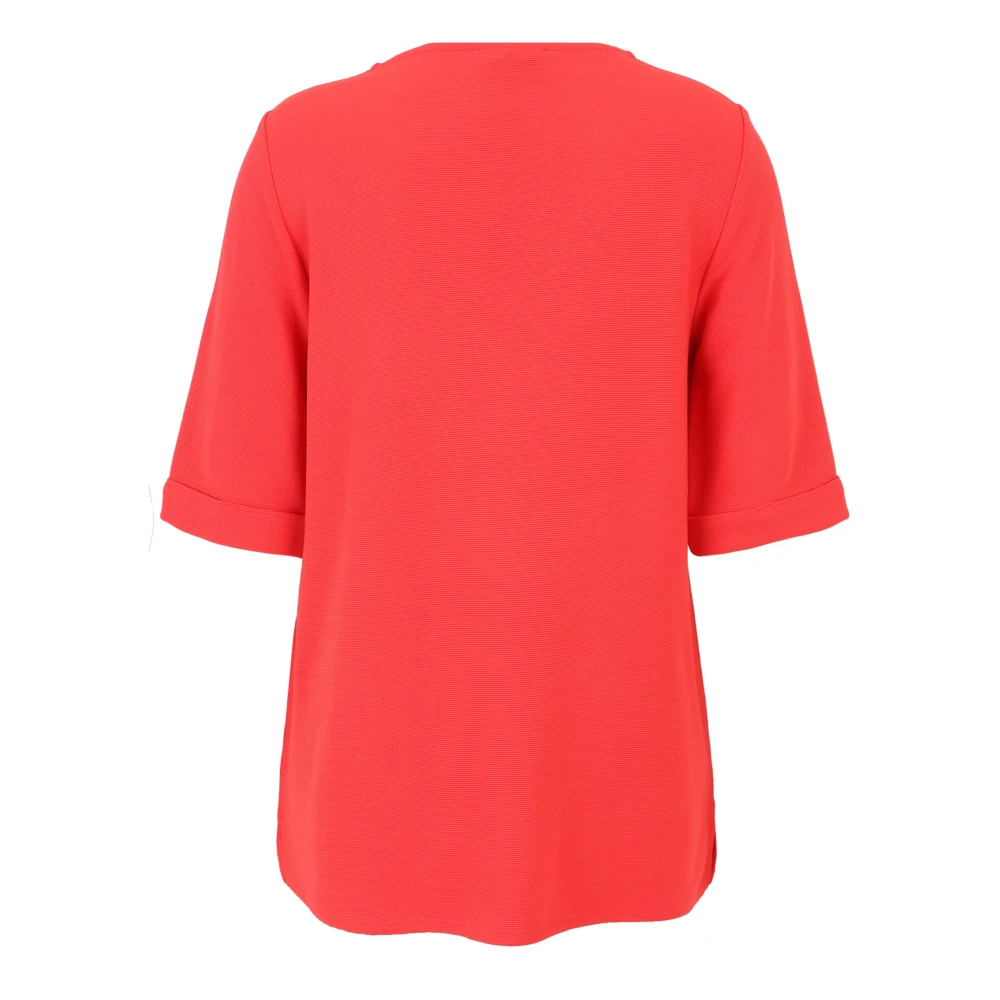 Doris S Lichtgewicht Sweatshirt-Stijl Shirt met Ottomaanse Stof Orange Dames