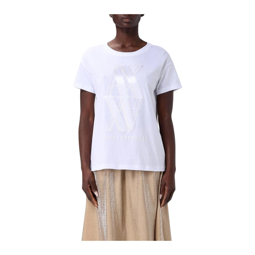 Armani Exchange Women's White Embossed Logo Tee