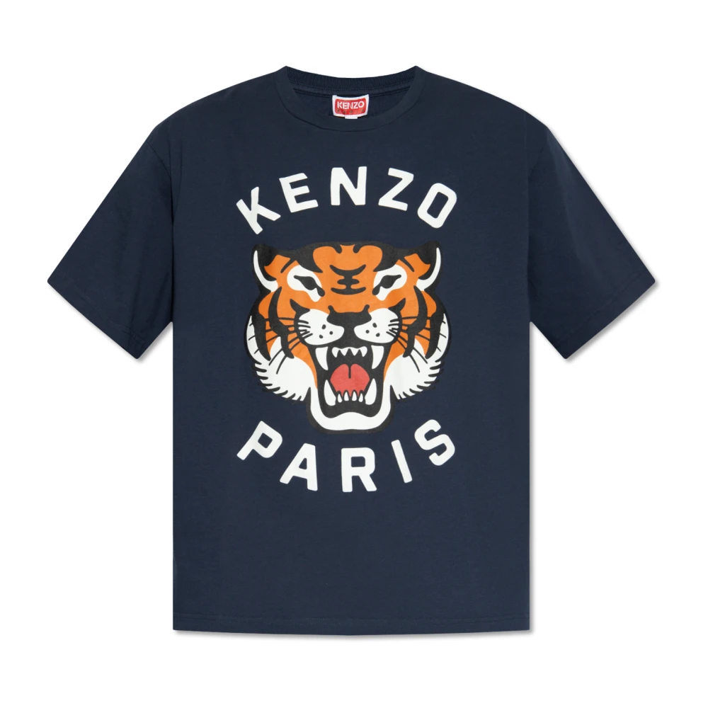 Kenzo Blauwe Tiger Print T-shirts en Polos Blue Heren