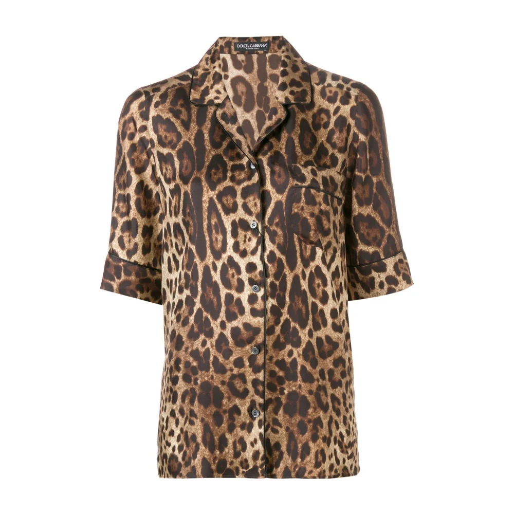 Dolce & Gabbana Luipaardprint Zijden Shirt Multicolor Dames