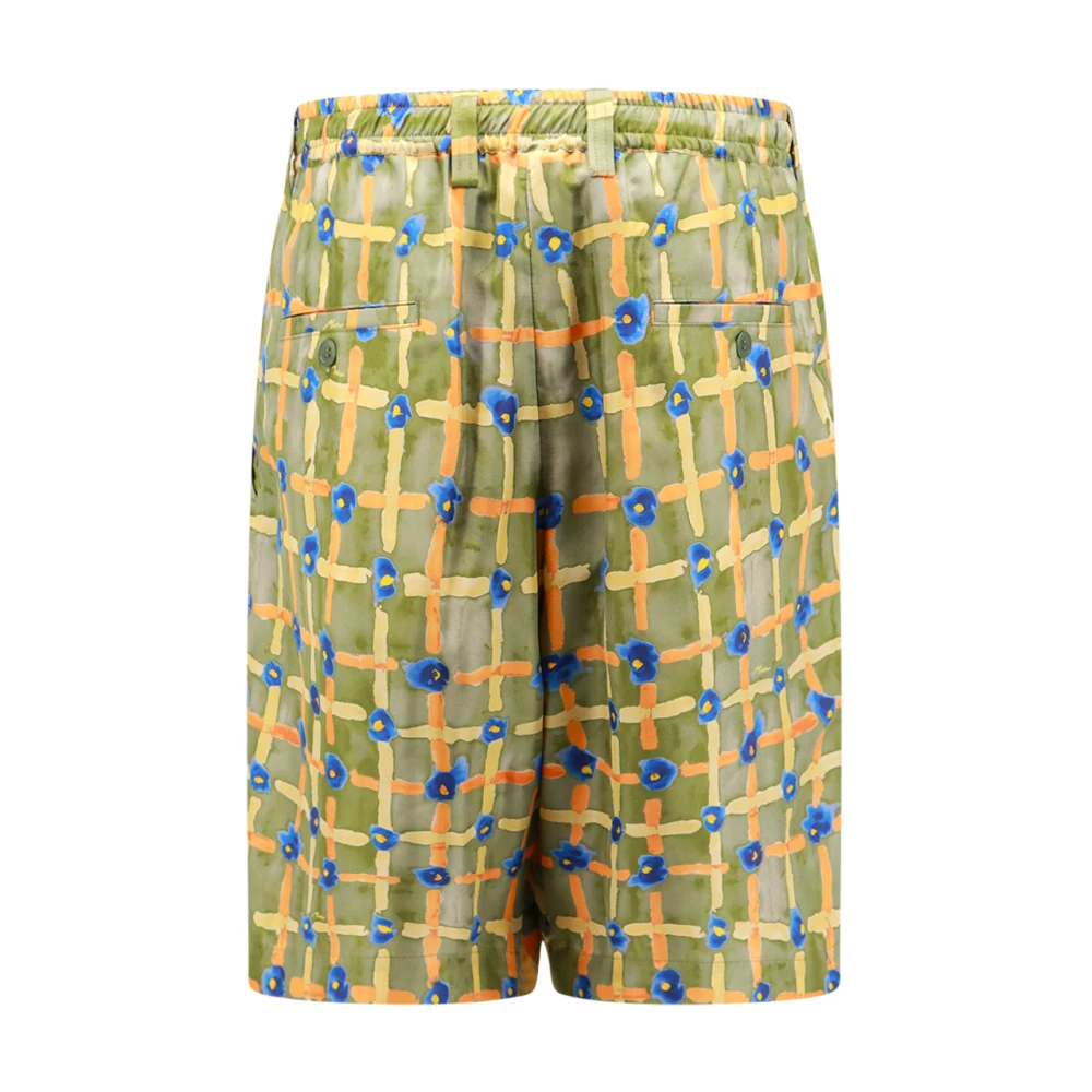 Marni Multicolor Zijden Bermuda Shorts voor Heren Green Heren