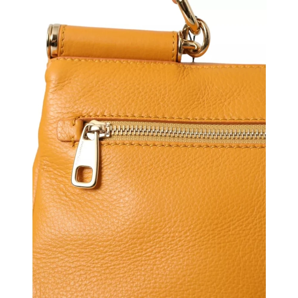 Dolce & Gabbana Gele leren Satchel tas Yellow Dames