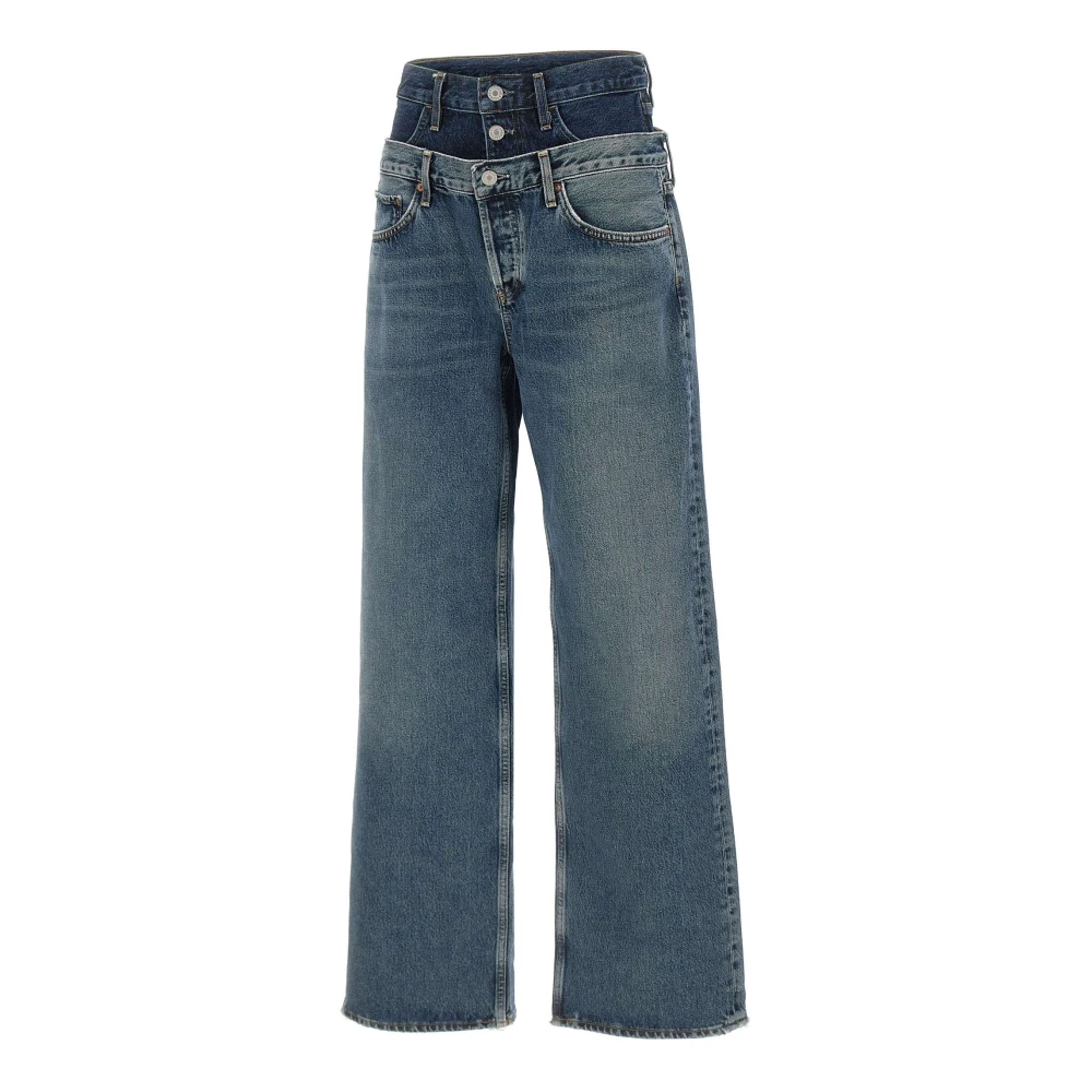 Agolde Women's Blue Wide Jeans, W27, Elson Jeans