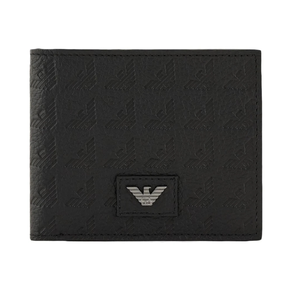 Emporio Armani Zwarte portemonnee met reliëfontwerp Black Heren