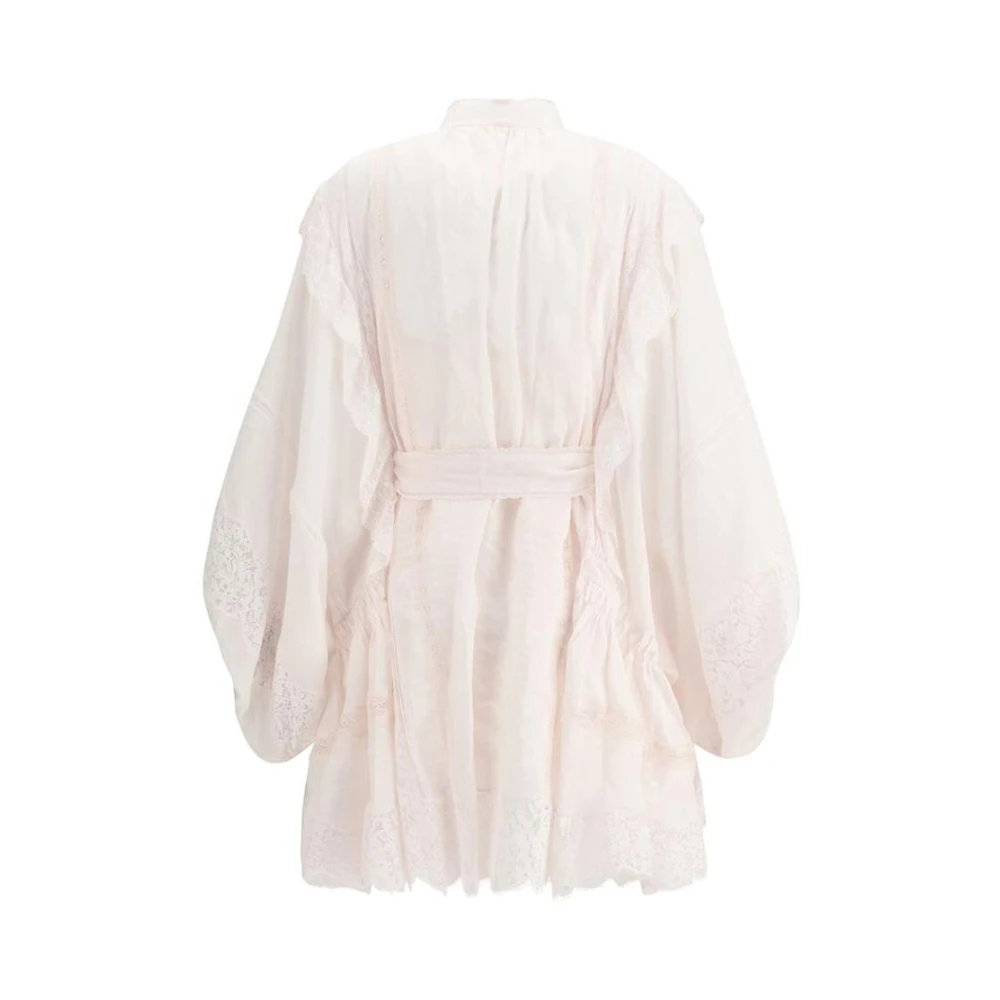 Zimmermann Elegante Kant Mini Jurk Schelp Roze Beige Dames