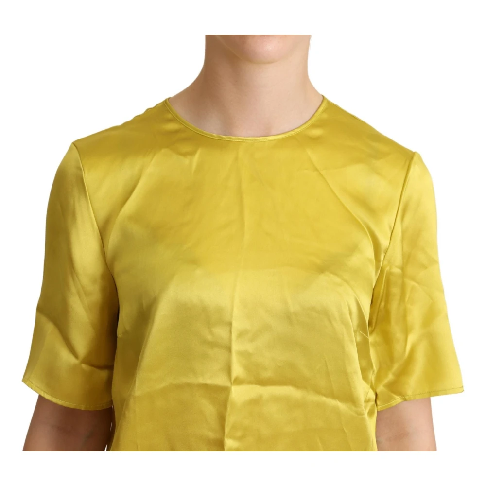 Dolce & Gabbana Elegante Zijden Blouse Geel Yellow Dames